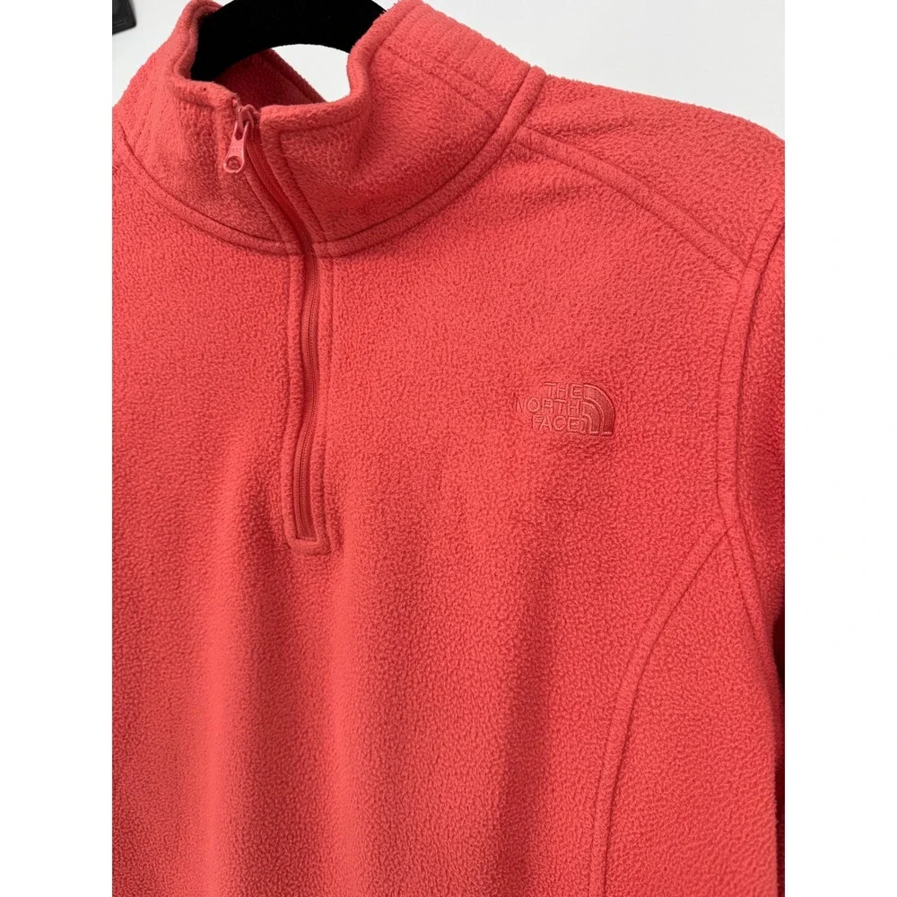 The North Face Womens TKA 100 Glacier Quarter Zip Fleece Pullover Coral Pink‎ L